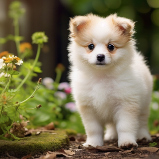 White and Brown Pomachon Outdoor